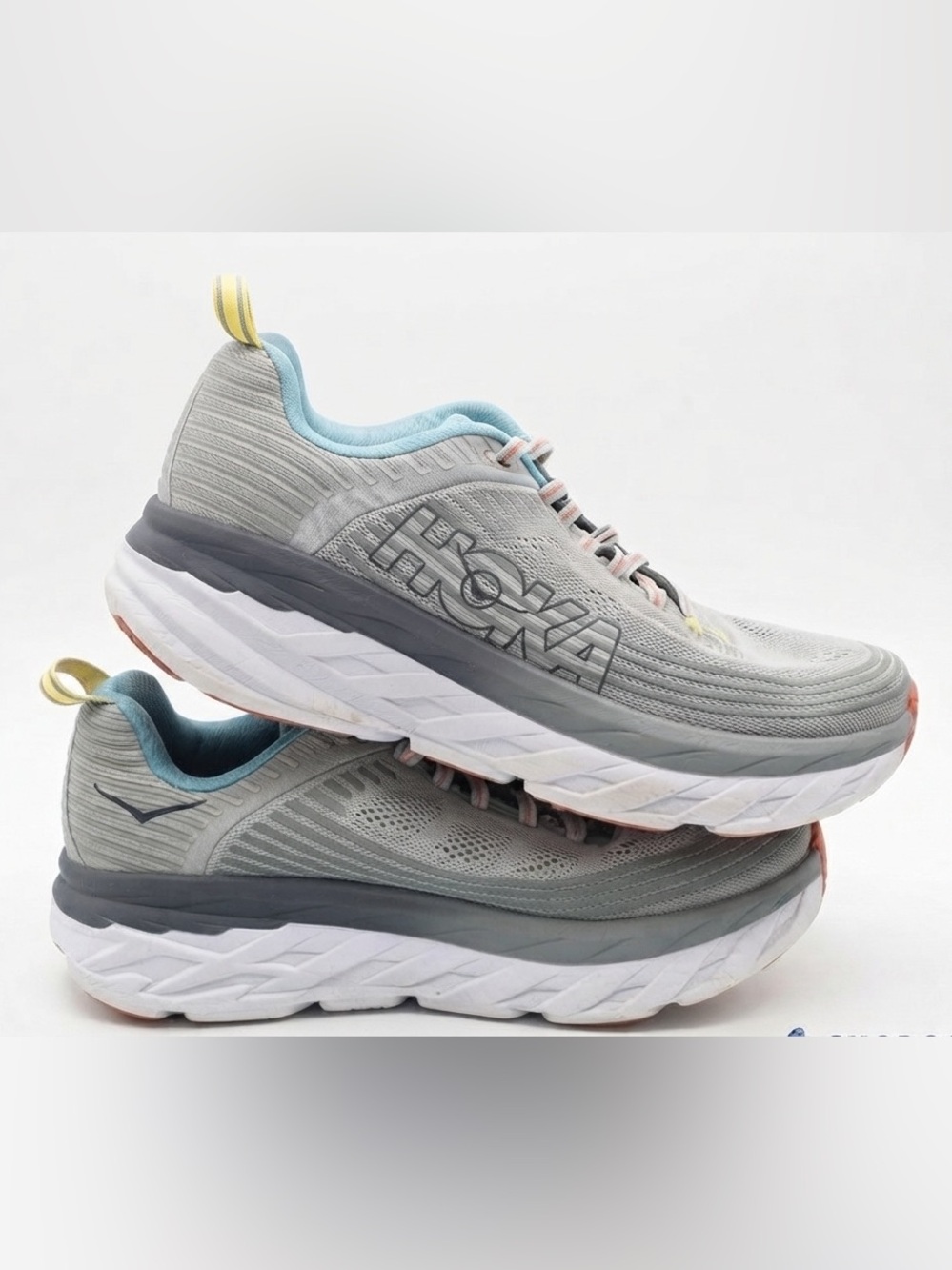 Hoka One One Bondi 6 Women’s size 9 Running shoes in gray and blue colorway - Picture 1 of 6